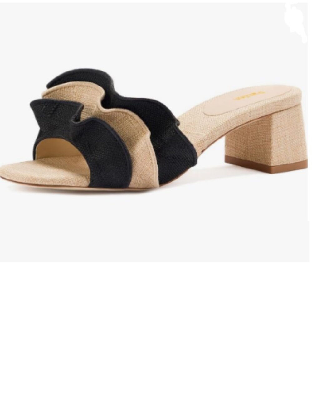 Pazzion Black Khaki Open Toe Ruffles Slide Sandals Slip On Mules Slippers